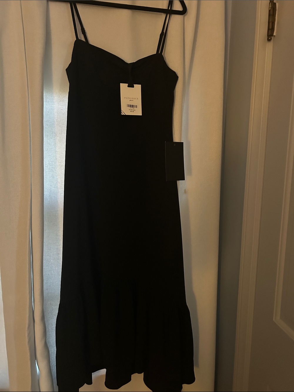 Tuckernuck pomander place - Black Spaghetti-Strap Midi Dress with Ruffle Hem